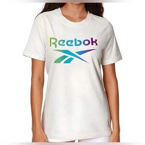 Reebok Womens Gradient Graphic Tee Logo Cotton Graphic T-Shirt